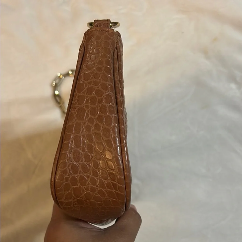 Aldo Brown and Gold Croc Embossed Shoulder Bag - Picture 5 of 11